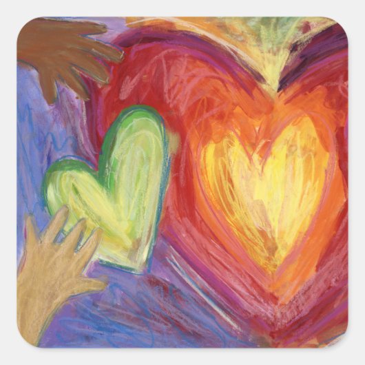 Kunstgevoelige kunsten en handenliefdesdiversiteit vierkante sticker (Voorkant)