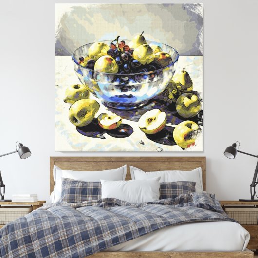 *~* Kunstgift SC6 Fruit Crystal Bowl Stilleven Canvas Afdruk (Insitu (Slaapkamer))