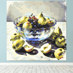 *~* Kunstgift SC6 Fruit Crystal Bowl Stilleven Canvas Afdruk