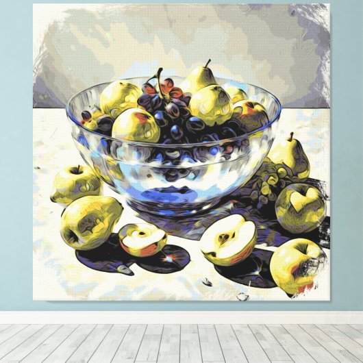 *~* Kunstgift SC6 Fruit Crystal Bowl Stilleven Canvas Afdruk (Insitu (Houten vloer))