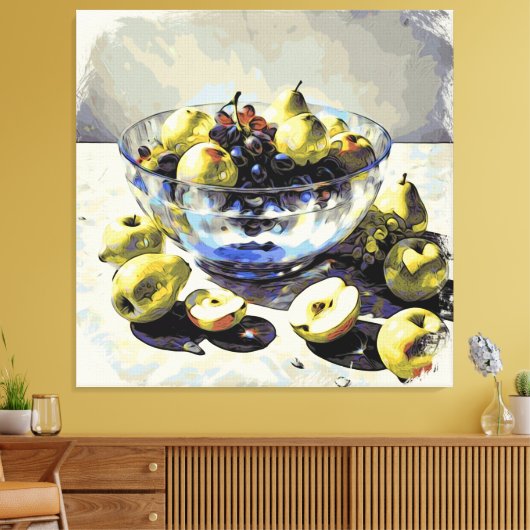 *~* Kunstgift SC6 Fruit Crystal Bowl Stilleven Canvas Afdruk (Insitu (Woonkamer))