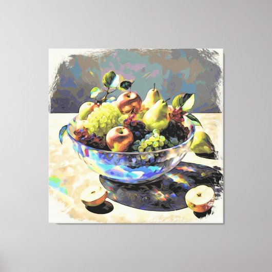 *~* Kunstgift. Stilleven SC6 Fruit Crystal Bowl Canvas Afdruk (Voorkant)