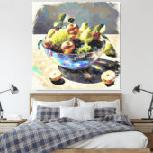 *~* Kunstgift. Stilleven SC6 Fruit Crystal Bowl Canvas Afdruk (Insitu (Slaapkamer))
