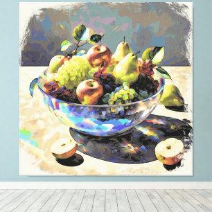 *~* Kunstgift. Stilleven SC6 Fruit Crystal Bowl Canvas Afdruk