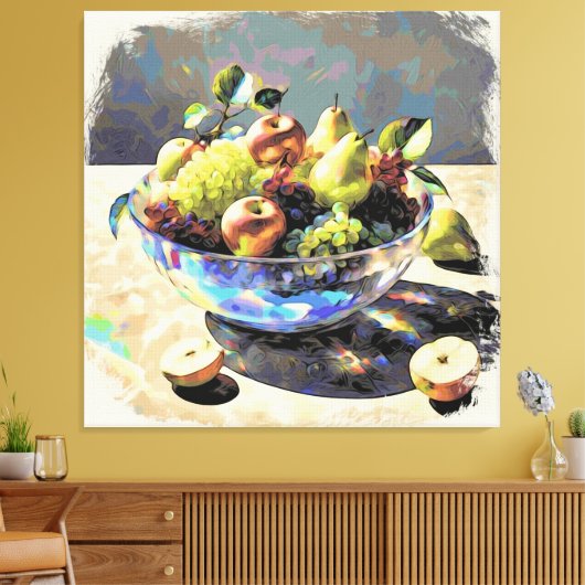*~* Kunstgift. Stilleven SC6 Fruit Crystal Bowl Canvas Afdruk (Insitu (Woonkamer))