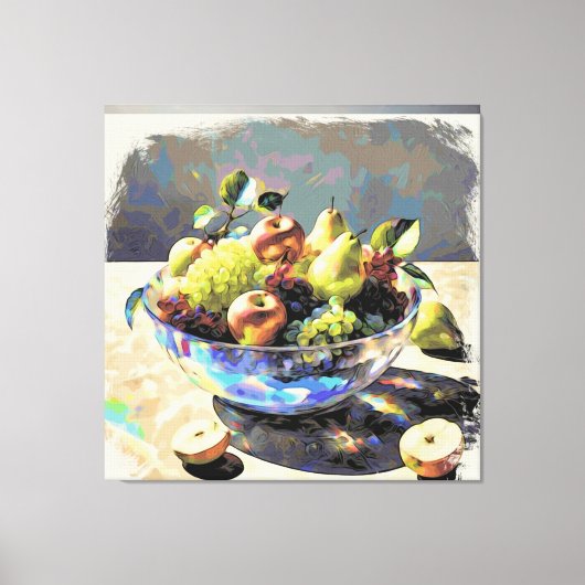 *~* Kunstgift. Stilleven SC6 Fruit Crystal Bowl Canvas Afdruk (Voorkant)