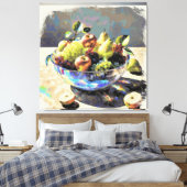 *~* Kunstgift. Stilleven SC6 Fruit Crystal Bowl Canvas Afdruk (Insitu (Slaapkamer))