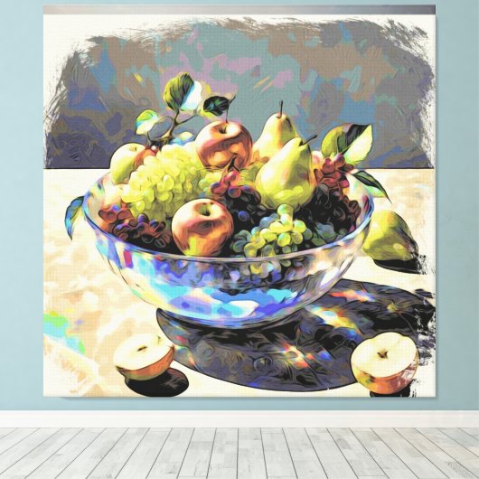*~* Kunstgift. Stilleven SC6 Fruit Crystal Bowl Canvas Afdruk (Insitu (Houten vloer))