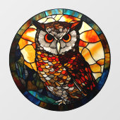 Kunstglas Uil Berg Zonsondergang Raamsticker (Vel)