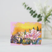 Kunstglazen Pioen Dank Je Wel Mooie Kaart (Staand voorkant)