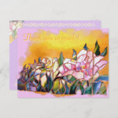 Kunstglazen Pioen Dank Je Wel Mooie Kaart (Voorkant / Achterkant)