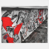 Kunstgraffiti Blanket Black, Red en White Street Fleece Deken (Voorkant (Horizontaal))
