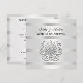  kunstgreep deco Silver Plume Blk Wht SQ Weddensch Kaart (Voorkant / Achterkant)