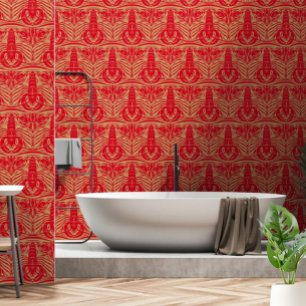  kunstgrek rode lobster - gezichtspatroon behang