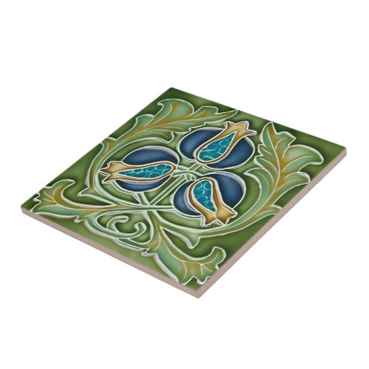 kunstgroene bloemtegels tegeltje (Zijkant)