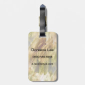 kunstgroene, bruine ondergrond voor handverf naadl bagagelabel (Achterkant verticaal)