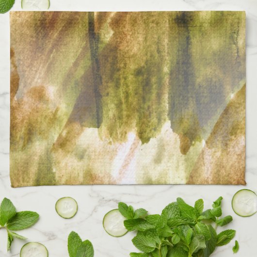 kunstgroene, bruine ondergrond voor handverf naadl theedoek (Gevouwen)