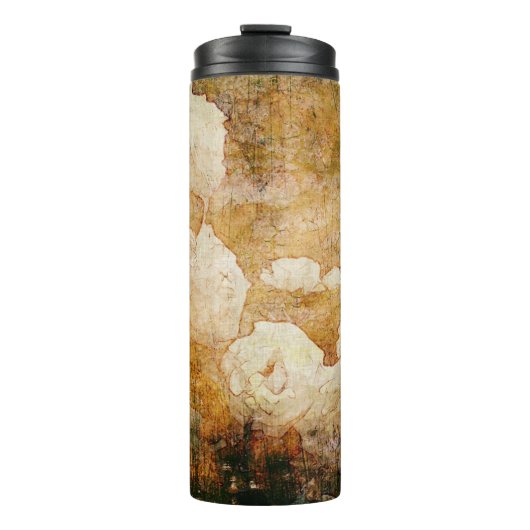 kunstgrunge florale achtergrond textuur thermosbeker (Voorkant)
