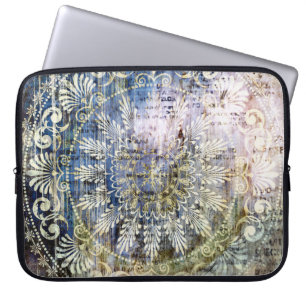 kunstgrunge  getextureerde achtergrond met tradit laptop sleeve