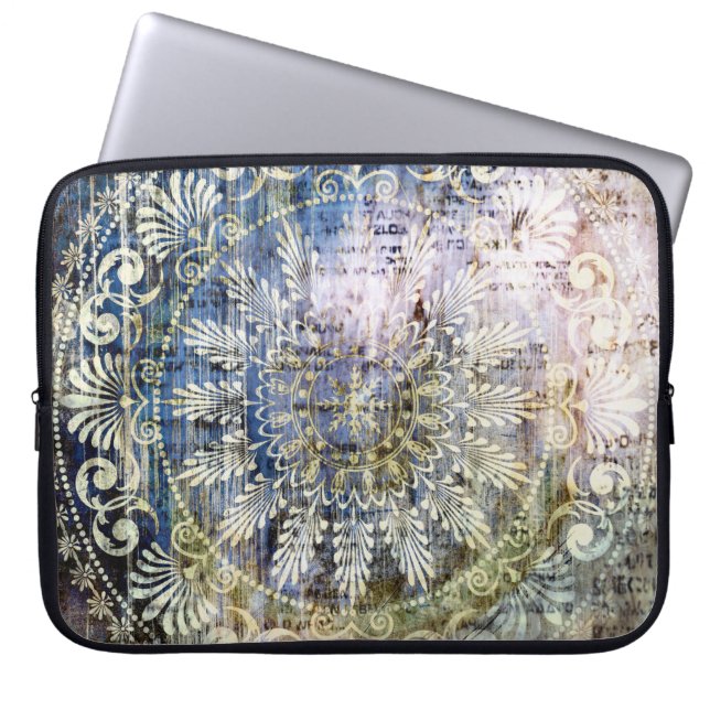 kunstgrunge  getextureerde achtergrond met tradit laptop sleeve (Voorkant)