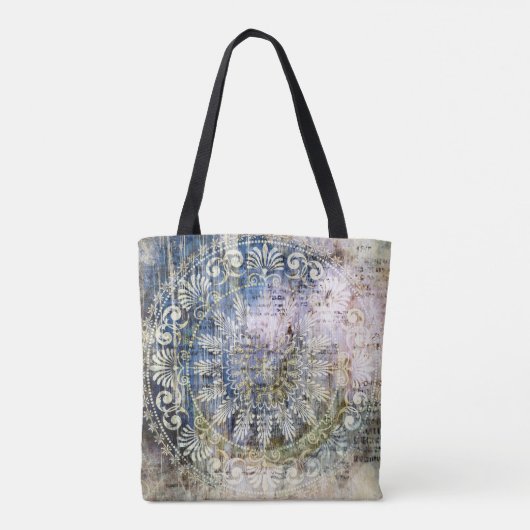 kunstgrunge getextureerde achtergrond met tradit tote bag (Achterkant)