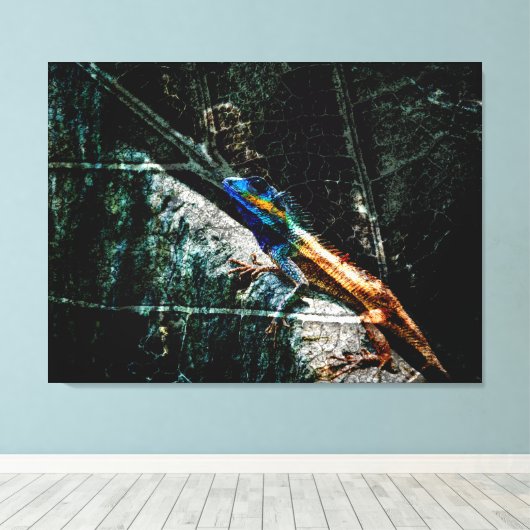 Kunsthagedis op blad canvas afdruk (Insitu (Houten vloer))