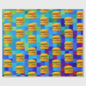 Kunsthamburger met 8 bits - kleurrijk snel voedsel cadeaupapier (Vlak)