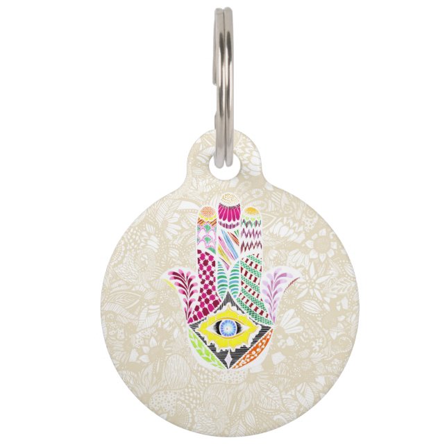 Kunsthandtekening Hamsa Handtekening en tekeningen Huisdierpenning (Achterkant)