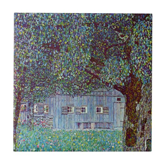 Kunsthuis in Opper-Oostenrijk door Gustav Klimt Tegeltje (Voorkant)