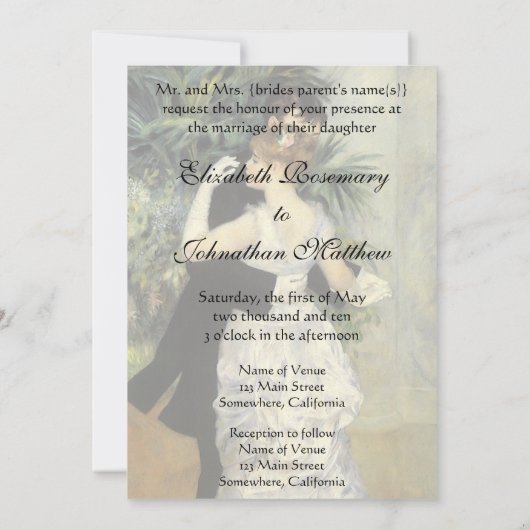  kunsthuwelijk, stadsdansen van Renoir Kaart (Achterkant)