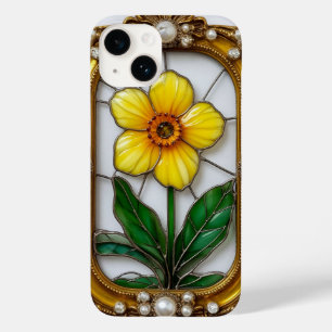 Kunstig glas-in-lood met levendige bloem Case-Mate iPhone 14 hoesje