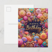 Kunstig ontworpen Floral Birthday Briefkaart (Voorkant / Achterkant)