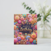 Kunstig ontworpen Floral Birthday Briefkaart (Staand voorkant)