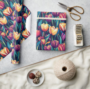 Kunstig Vintage Tulp Boeket Inpakpapier