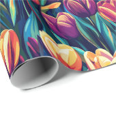 Kunstig Vintage Tulp Boeket Inpakpapier (Rol Hoek)