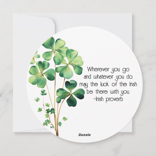 Kunstige groene waterverfklaver weer feestdagenkaart (Achterkant)