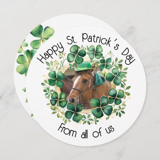 Kunstige groene waterverfklaver weer feestdagenkaart (Voorkant / Achterkant)