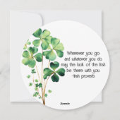 Kunstige groene waterverfklaverkrans feestdagenkaart (Achterkant)