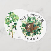 Kunstige groene waterverfklaverkrans feestdagenkaart (Voorkant / Achterkant)