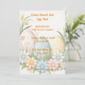 🌸 kunstige paasbrunch & eierjacht kaart (Staand voorkant)