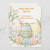 🌸 kunstige paasbrunch & eierjacht kaart (Voorkant / Achterkant)