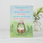 🌷 kunstige paasbrunch & eierjacht uitnodiging 🐣 (Staand voorkant)