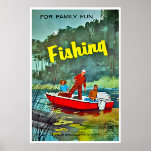 Kunstige visprint vintage sportprint voor mannenho poster