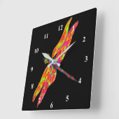 Kunstillustratie Dragonfly Vierkante Klok (Hoek)