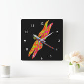 Kunstillustratie Dragonfly Vierkante Klok (Huis)