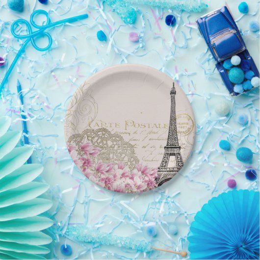 Kunstillustratie  Eiffeltoren in Parijs Papieren Bordje (Feest)