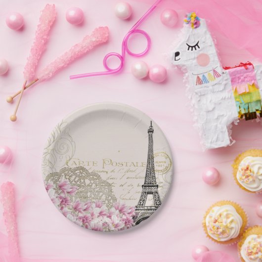 Kunstillustratie  Eiffeltoren in Parijs Papieren Bordje (Feest)