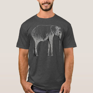 Kunstillustratie elefante lijn voor olifantenovers t-shirt
