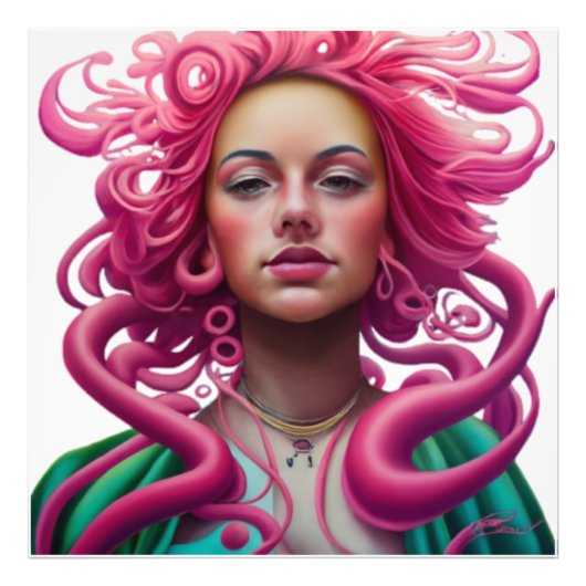 Kunstillustratie Manga Portret PopArt Psychedelic Foto Afdruk (Voorkant)