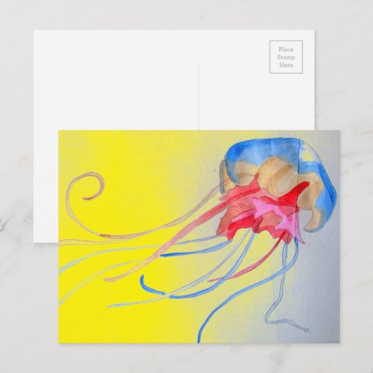 Kunstillustratie van het zee van kwallen briefkaart (Voorkant / Achterkant)